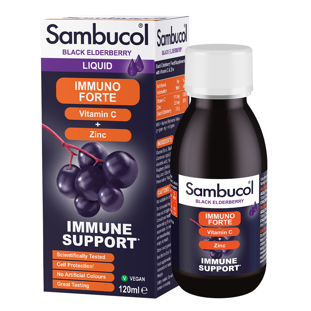 Xarope de sabugueiro preto Sambucol, Immuno Forte • 120 ml