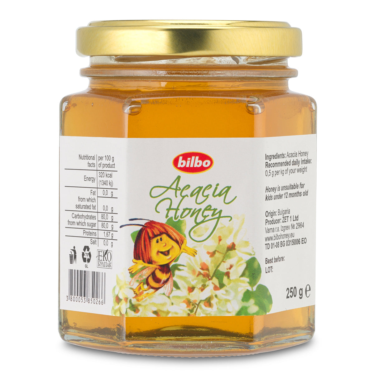Mel de acácia cru Bilbo • 250 g