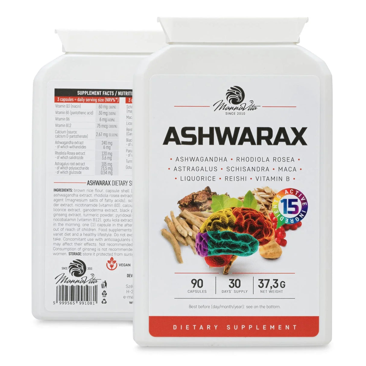 Ashwarax for anxiety, panic & insomnia relief • 90 capsules - Mannavita