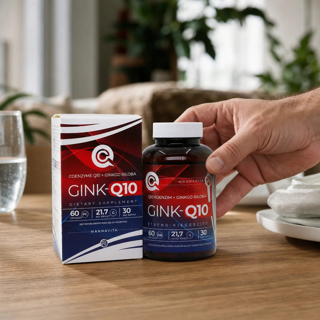 GINK-Q10 • Complexo de Coenzima Q10 + Ginkgo Biloba • 60 cápsulas