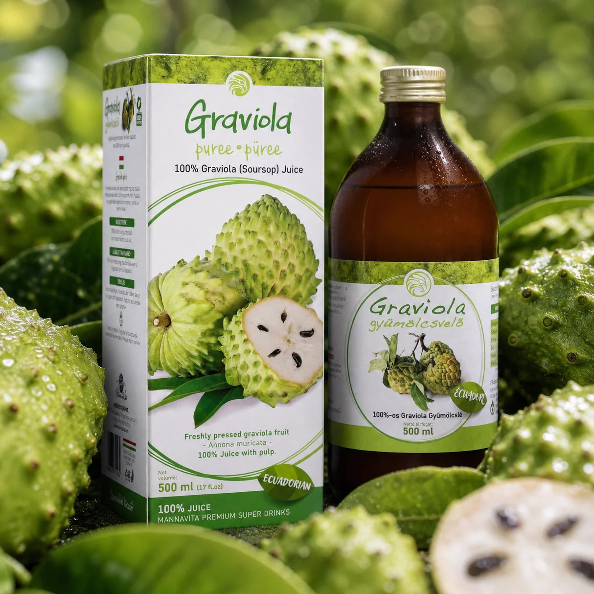 Mannavita • Polpa de Graviola, 100% puro prensado • 500 ml
