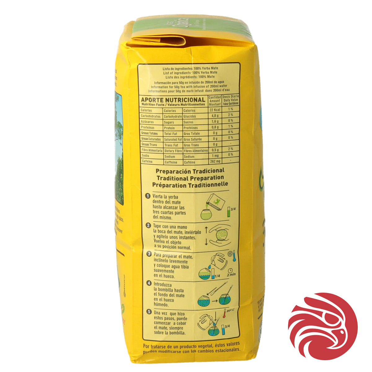 Chá de yerba-mate Kraus • Elaborada, com pau • 500 g