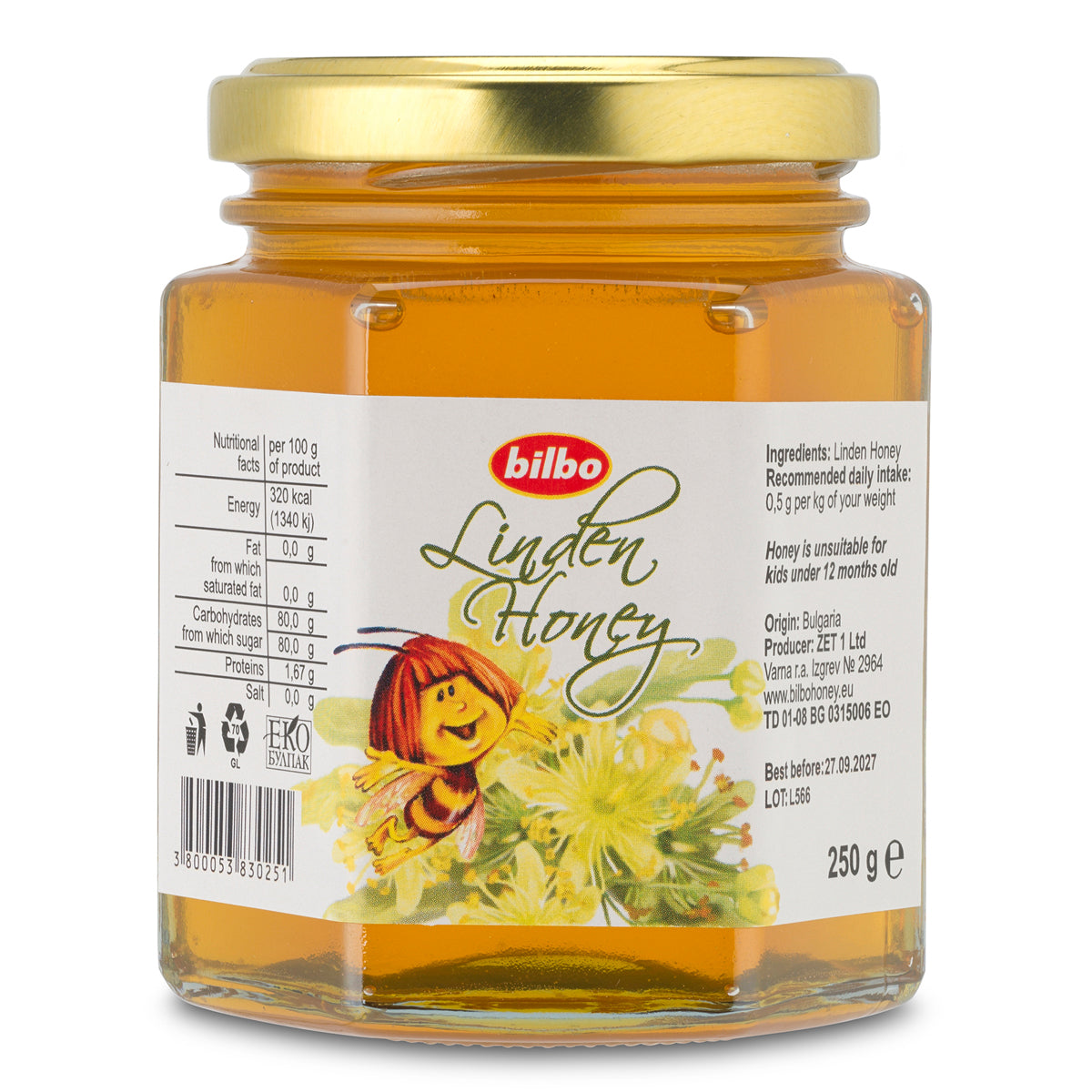 Mel de tília cru Bilbo • 250 g