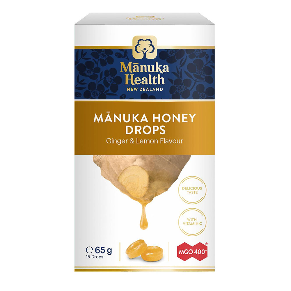 Pastilhas de mel de Manuka com gengibre natural e limão • 15 unid.