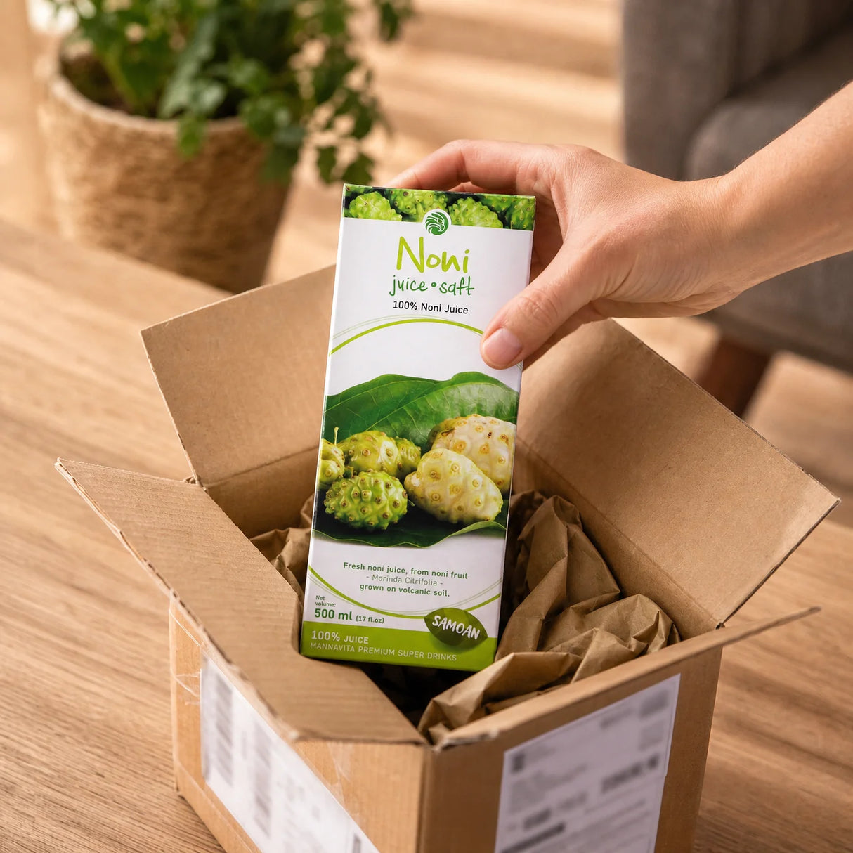 Mannavita • Sumo de Noni, 100% puro prensado • 500 ml