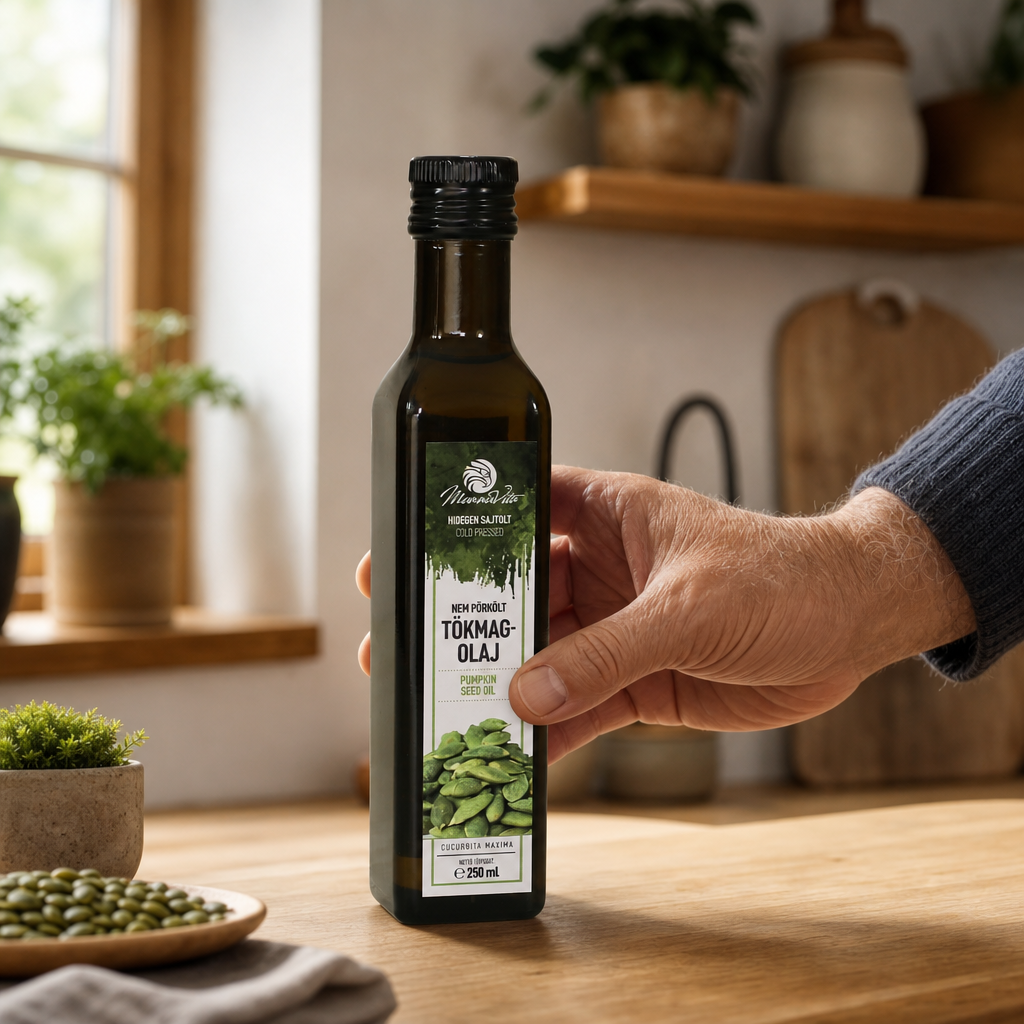 Óleo de sementes de abóbora húngaro prensado a frio Mannavita • 250 ml
