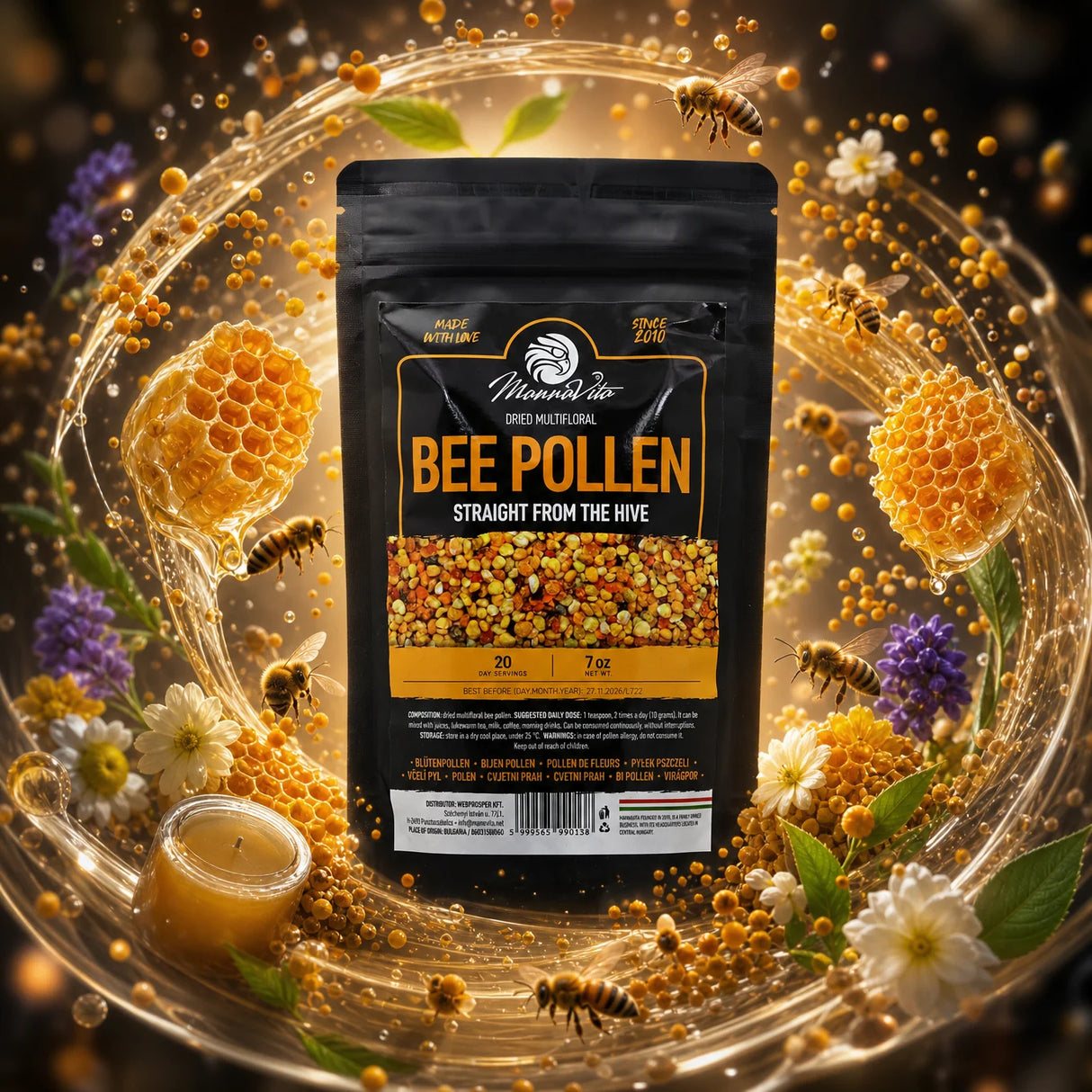 Pólen de abelha multifloral seco Mannavita • 200 g