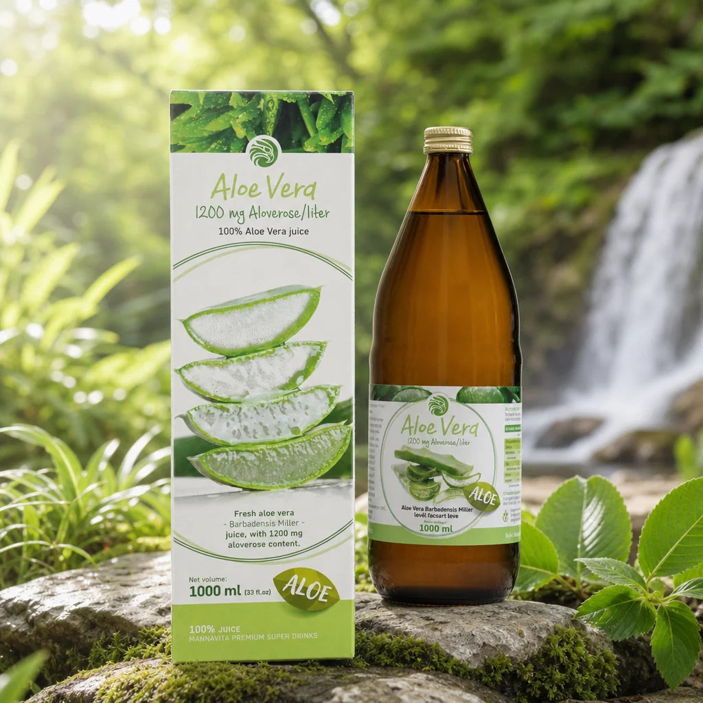 Mannavita • Sumo de Aloe vera, 100% puro prensado • 1000 ml