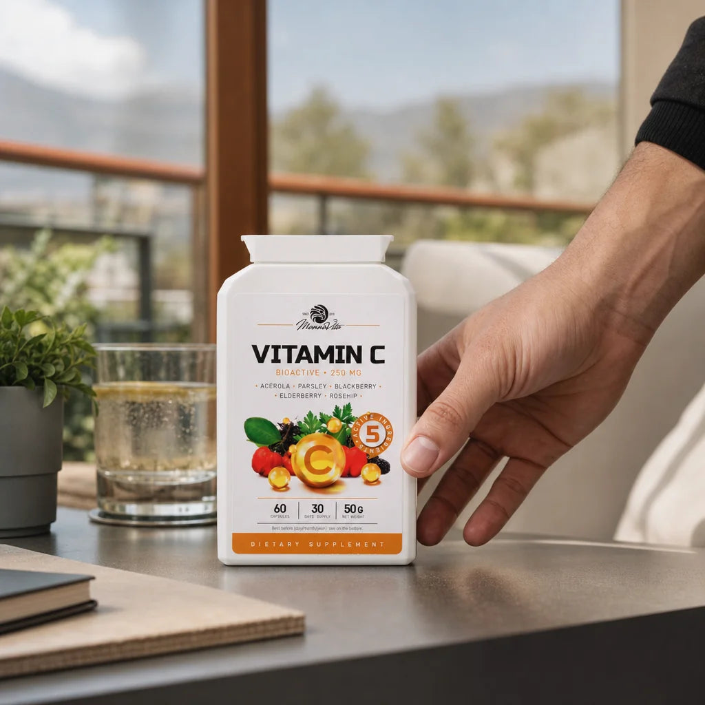 Mannavita complexo de Vitamina C • 250 mg bioativo • 60 cápsulas
