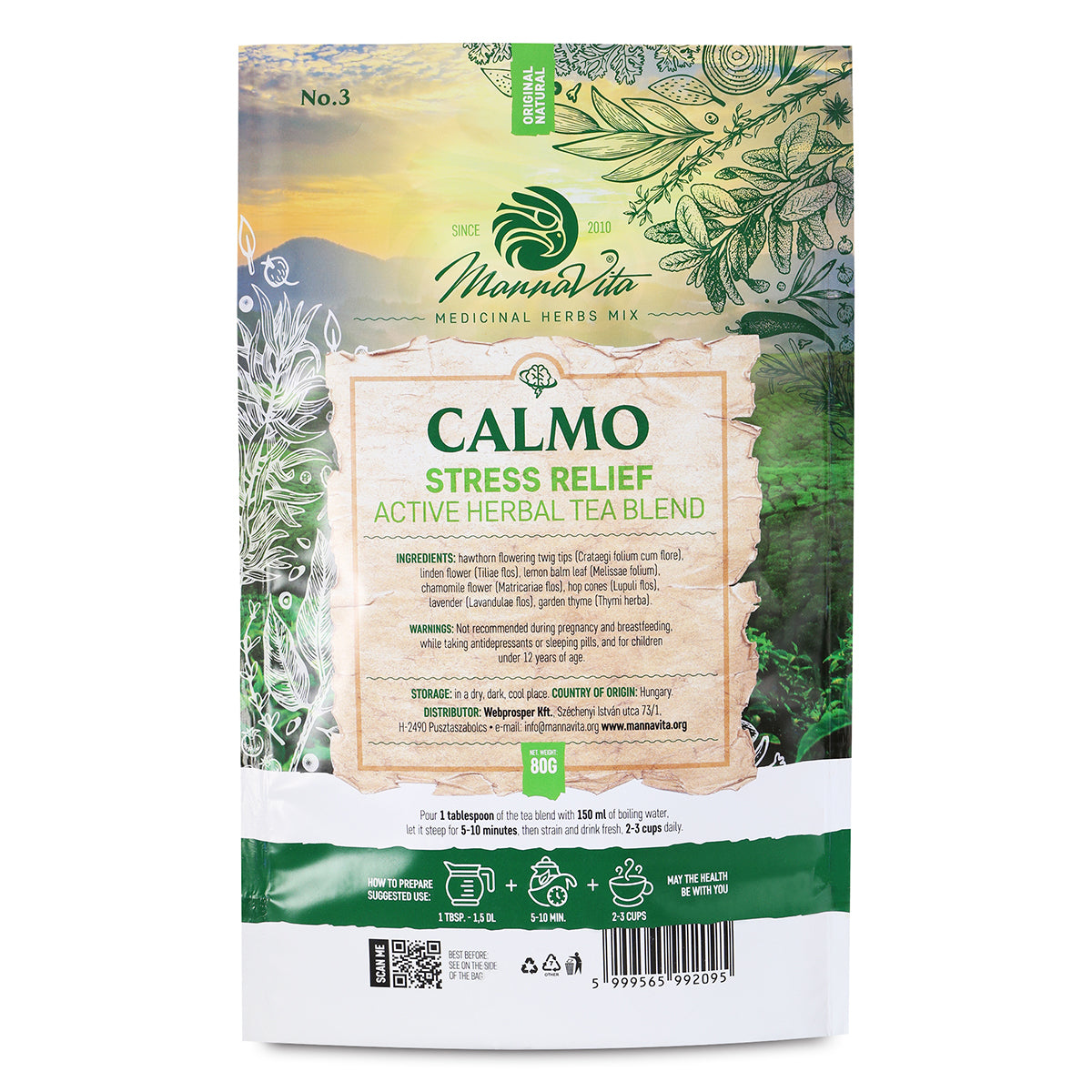 CALMO mistura ativa de chá de ervas para alívio do stress • 80g