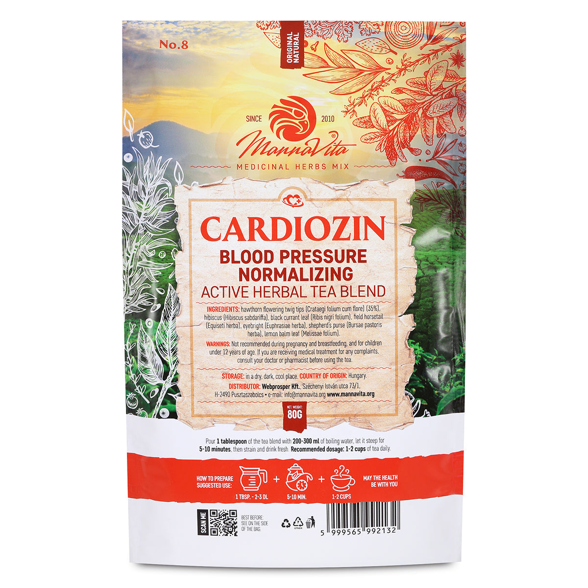 CARDIOZIN mistura ativa de infusão de ervas para normalizar a tensão arterial • 80g