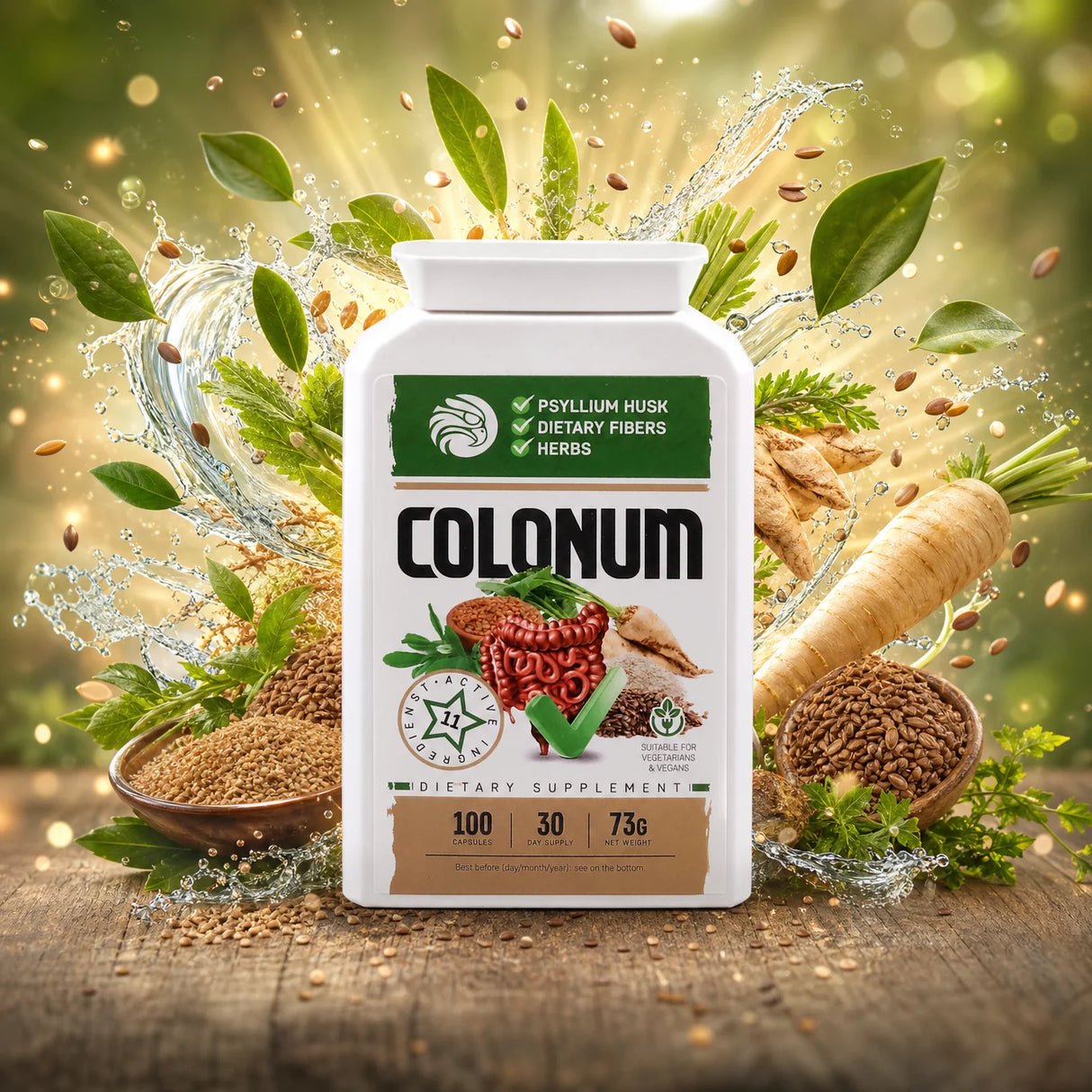 COLONUM cápsulas de limpeza do cólon e restauração intestinal • 100 cápsulas