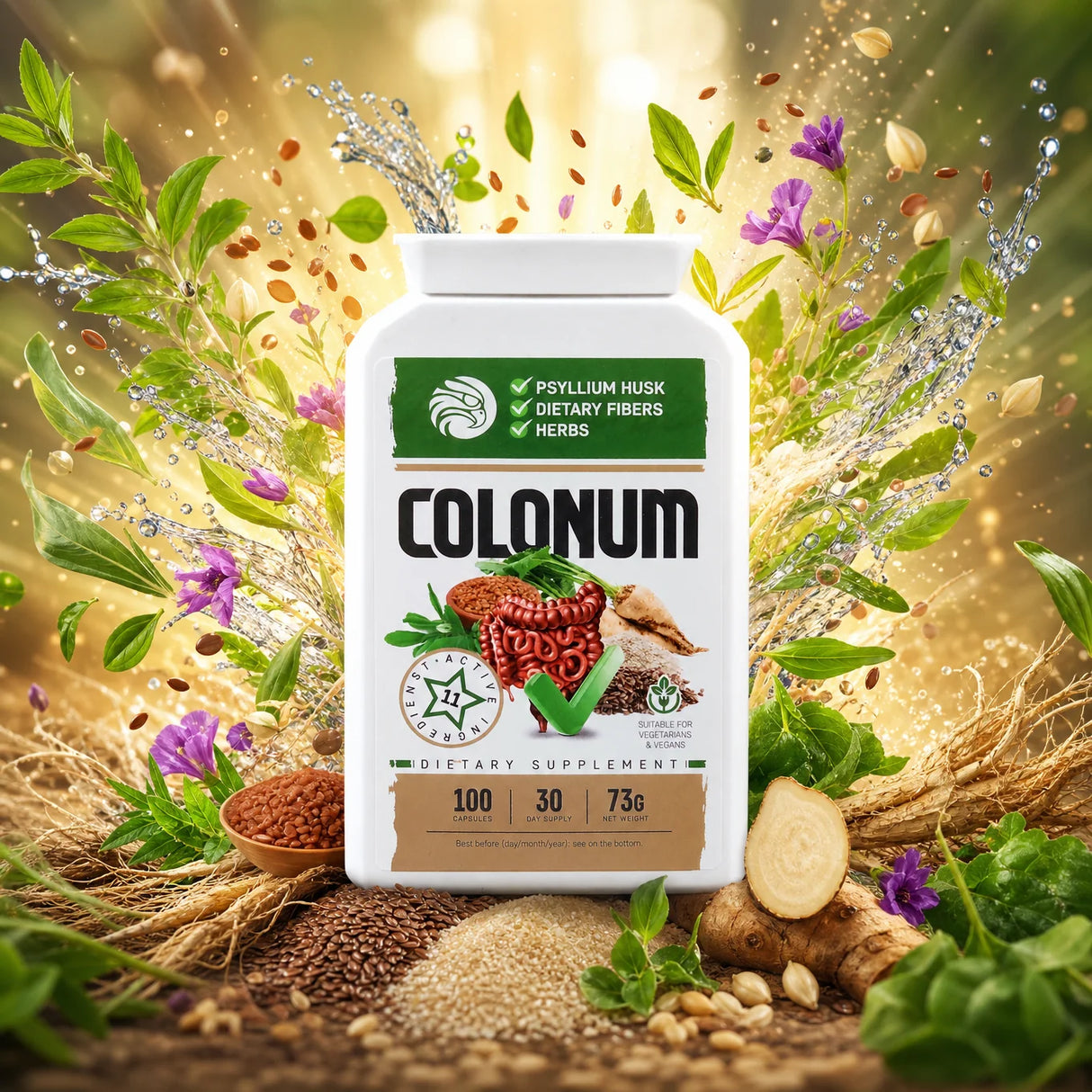 COLONUM cápsulas de limpeza do cólon e restauração intestinal • 100 cápsulas
