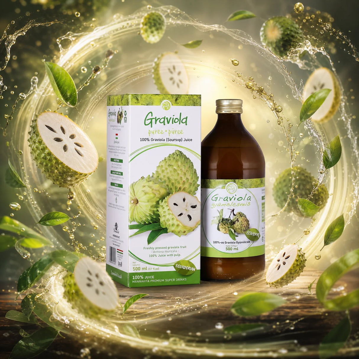 Mannavita • Polpa de Graviola, 100% puro prensado • 500 ml