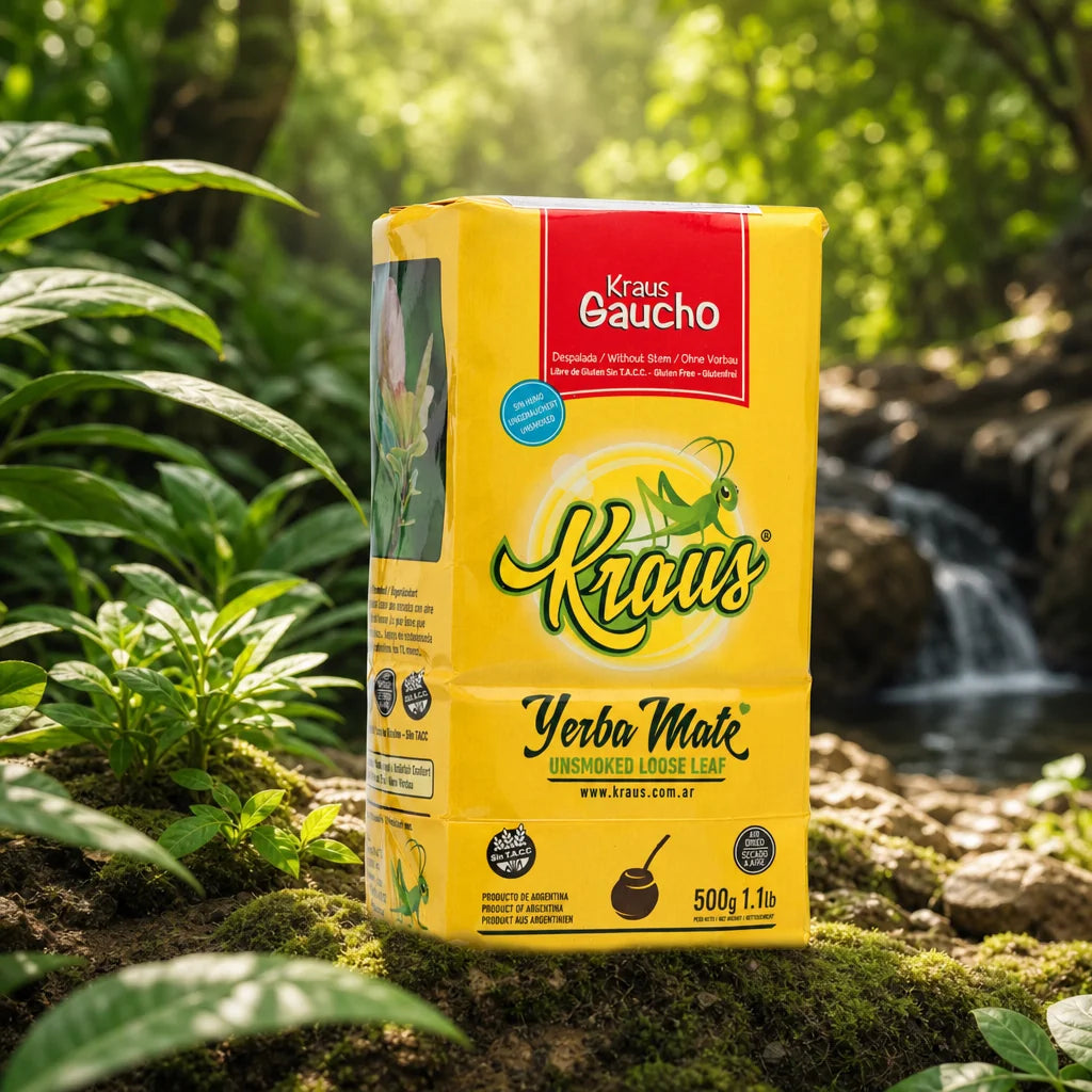 Chá de yerba-mate Kraus • Elaborada, com pau • 500 g