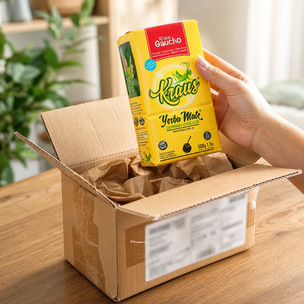 Chá de yerba-mate Kraus • Elaborada, com pau • 500 g