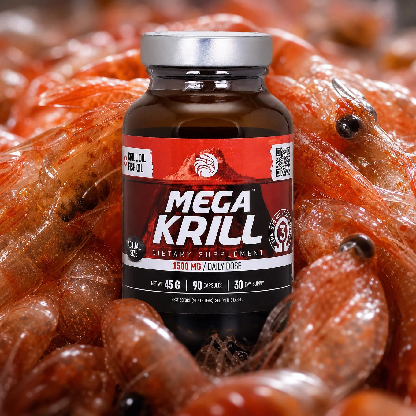 MegaKRILL 1500 mg óleo de krill + óleo de peixe • 90 cápsulas
