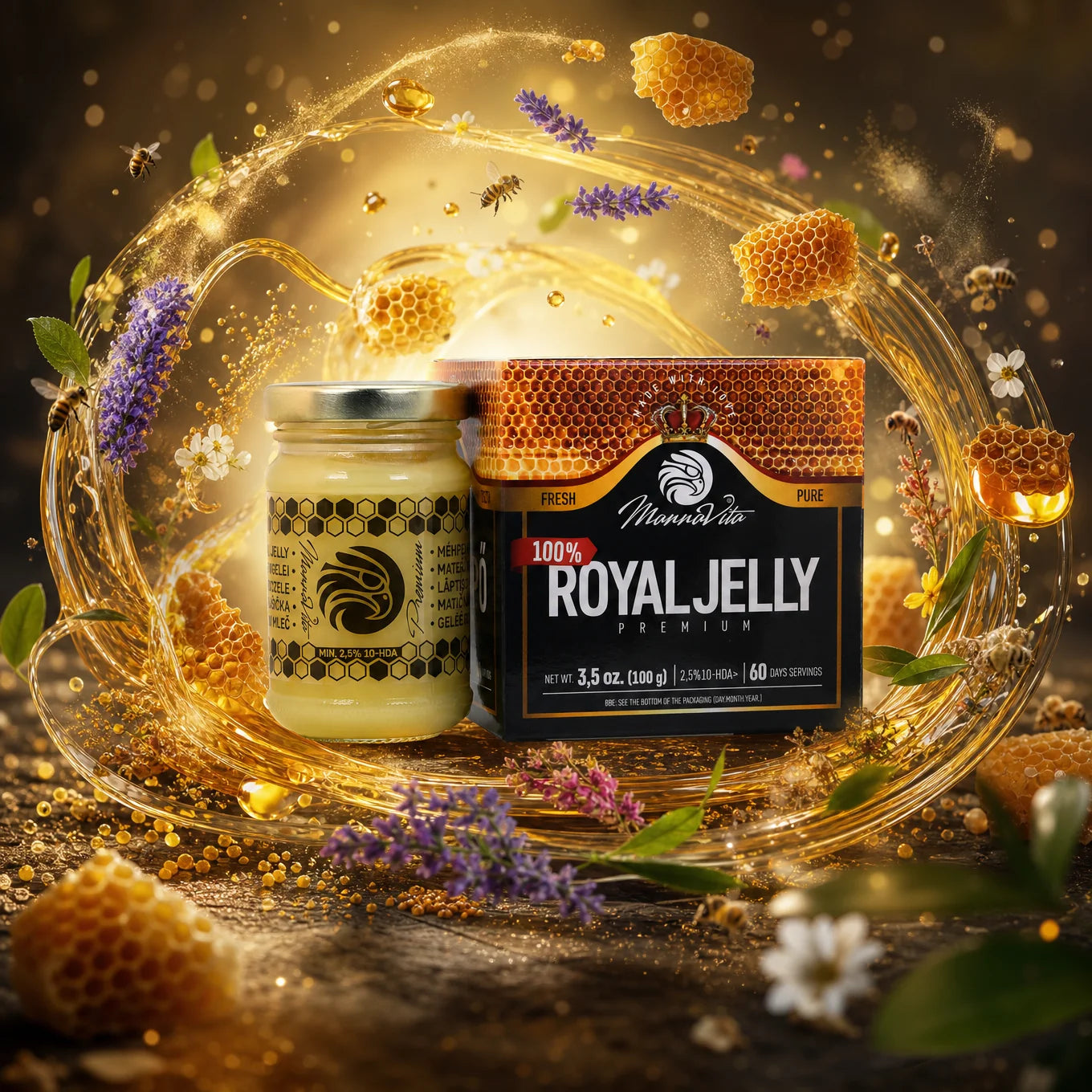 Mannavita Premium Geleia real, fresca pura • 2,5% 10-HDA • 100g