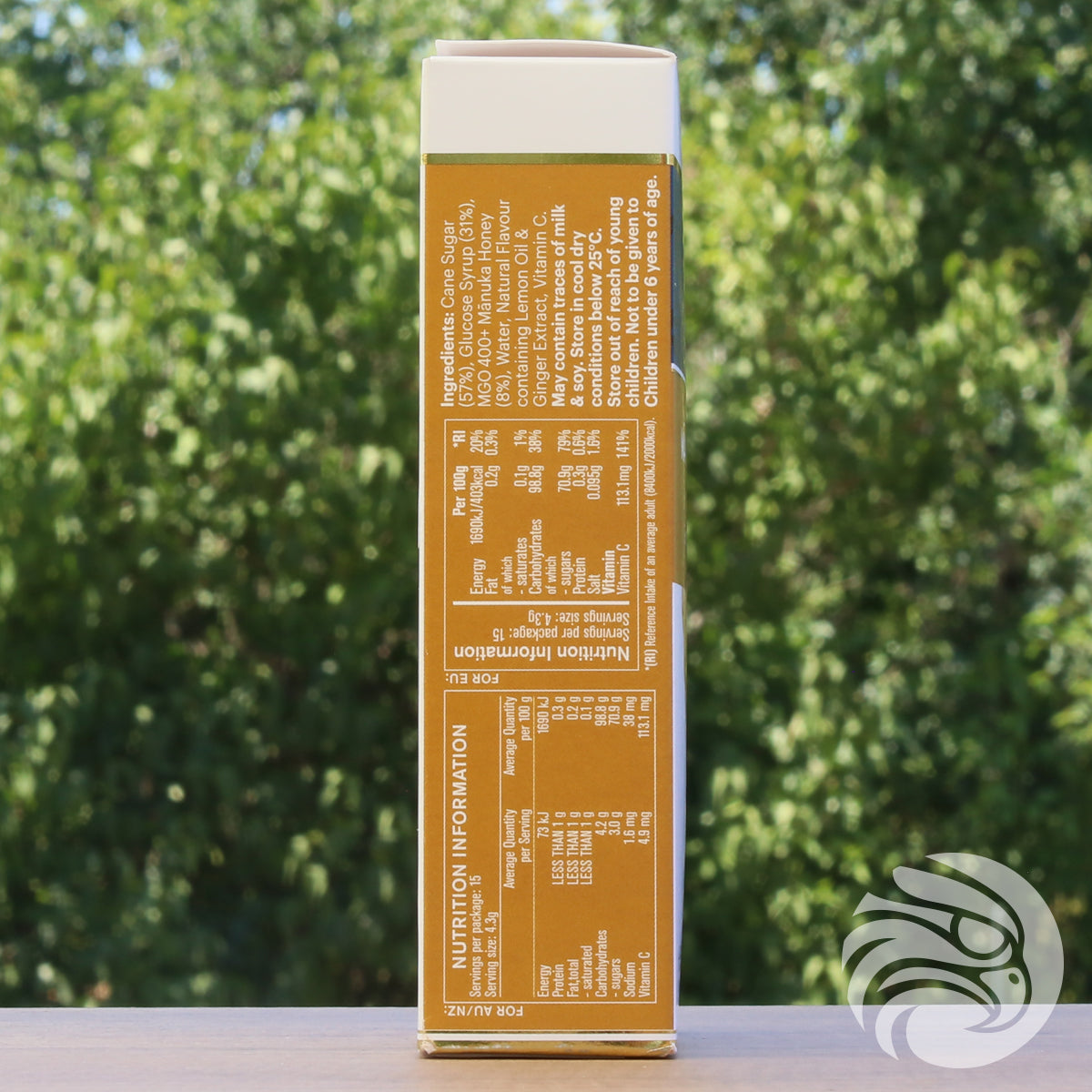 Pastilhas de mel de Manuka com gengibre natural e limão • 15 unid.