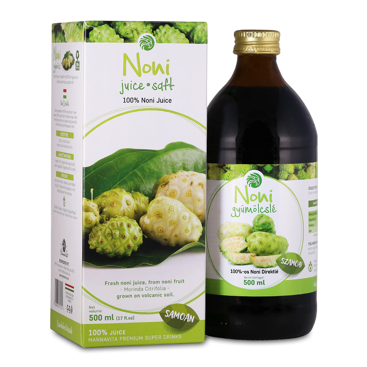 Mannavita • Sumo de Noni, 100% puro prensado • 500 ml
