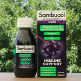 Xarope de sabugueiro preto Sambucol, sem açúcar • 120 ml