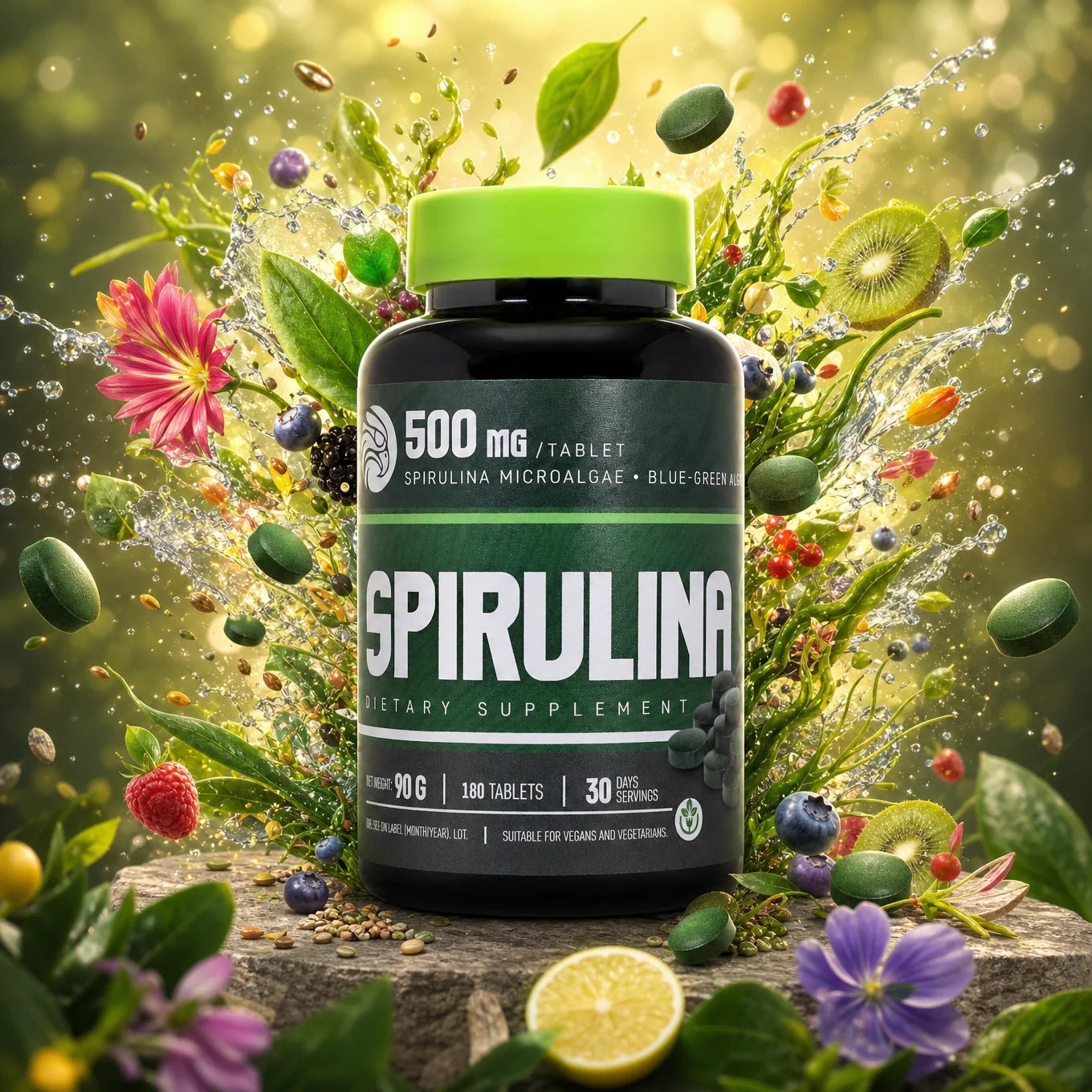 Mannavita, comprimidos de Spirulina 500 mg • 180 unid.